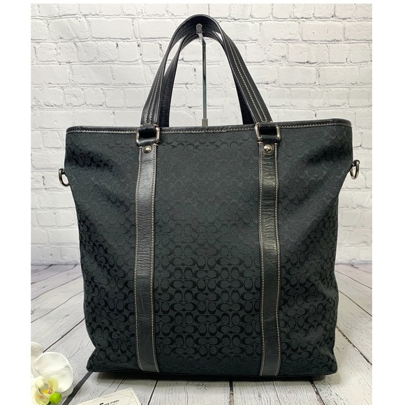 Coach Voyage Signature Logo Tote in Black - Picture 3 of 10